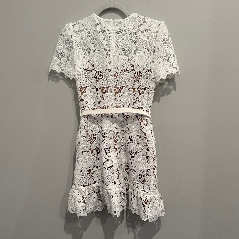 Self-Portrait White Lace Pocket Minidress - Picture 4 of 14
